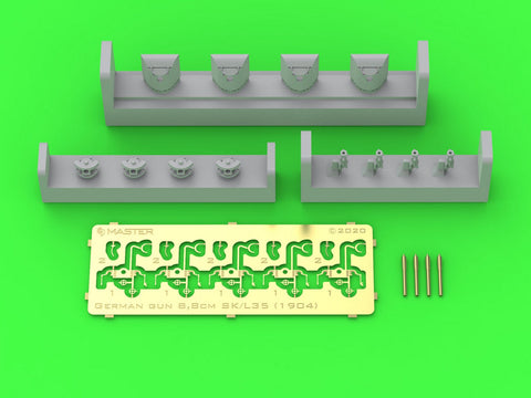 マスター SM-350-111 1/350 ドイツ ガン 8,8cm/35 (3.46in) SK L/35 - 1900年代初期型 (e.g. シュレスヴィヒ・ホルシュタイン 1908) - (レジン, エッチング チューンパーツ) - (4個入)
