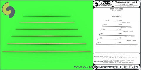 マスター SM-700-046 1/700 汎用 ヤードアーム セット No2 (長さ=20, 22.5, 25, 27.5, 30, 32.5mm 各1本)