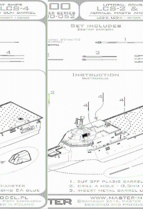 マスター SM-700-052 1/700 インディペンデンス級沿海域戦闘艦(LCS-2, LCS-4)のアンテナ, マストおよび Mk110(ボフォース)57mm/70口径砲の砲身