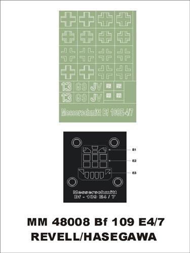 モンテックス MM48008 1/48 Bf-109 E4/7(レベル用)マスキングシート(キット付属デカールと置換)