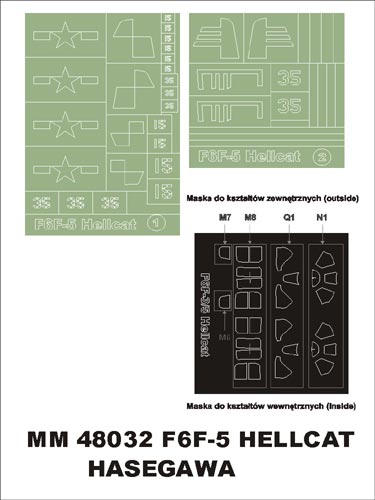 モンテックス MM48032 1/48 F6F-5 ヘルキャット VF-17 ジョリーロジャース(ハセガワ用)マスキングシート(キット付属デカールと置換)