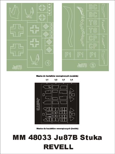 モンテックス MM48033 1/48 Ju ? 87 B(レベル用)マスキングシート(キット付属デカールと置換)