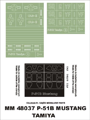 モンテックス MM48037 1/48 ノースアメリカン P-51B マスタング(タミヤ用)マスキングシート(キット付属デカールと置換)