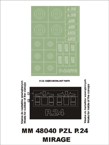 モンテックス MM48040 1/48 PZL P-24 F/G(ミラージュ用)マスキングシート(キット付属デカールと置換)