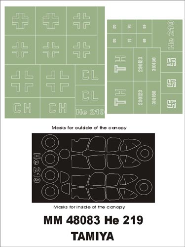 モンテックス MM48083 1/48 ハインケル He219 A-7 ウーフー(タミヤ用)マスキングシート(キット付属デカールと置換)