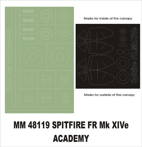 モンテックス MM48119 1/48 スピットファイア FR Mk XIVe(アカデミー用)マスキングシート(キット付属デカールと置換)