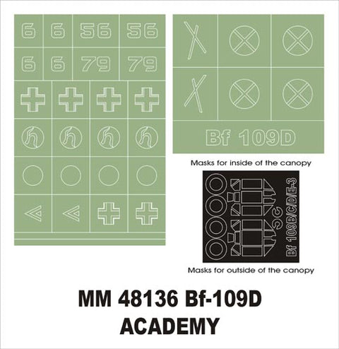 モンテックス MM48136 1/48 Bf-109D(アカデミー用)マスキングシート(キット付属デカールと置換)