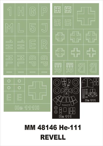 モンテックス MM48146 1/48 He-111(レベル用)マスキングシート(キット付属デカールと置換)