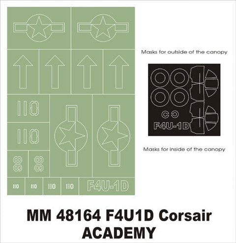 モンテックス MM48164 1/48 F4U1D コルセア(アカデミー用)マスキングシート(キット付属デカールと置換)