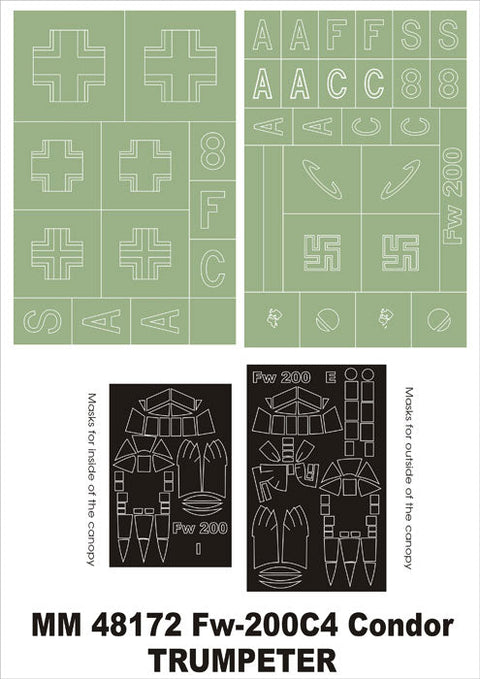 モンテックス MM48172 1/48 Fw-200C4 コンドル(トランぺッター用)マスキングシート(キット付属デカールと置換)