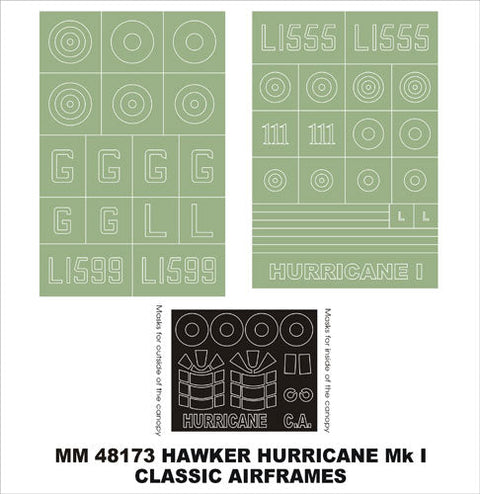 モンテックス MM48173 1/48 ホーカー ハリケーン Mk I(クラシックエアフレーム用)マスキングシート(キット付属デカールと置換)