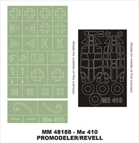 モンテックス MM48188 1/48 Me-410B(プロモデラー用)マスキングシート(キット付属デカールと置換)