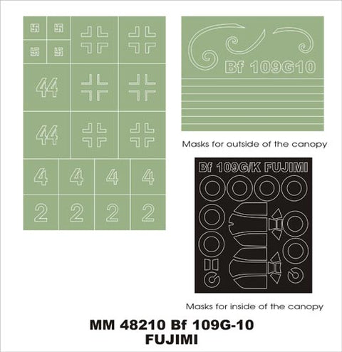 モンテックス MM48210 1/48 メッサーシュミット Bf109 G-10 (フジミ用)マスキングシート(キット付属デカールと置換)