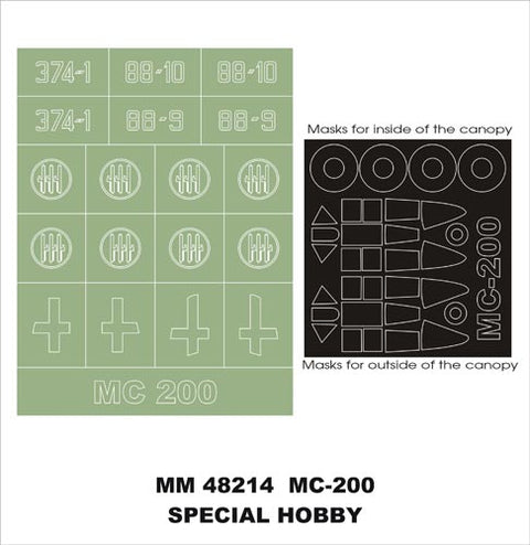 モンテックス MM48214 1/48 MC 200(スペシャルホビー用)マスキングシート(キット付属デカールと置換)