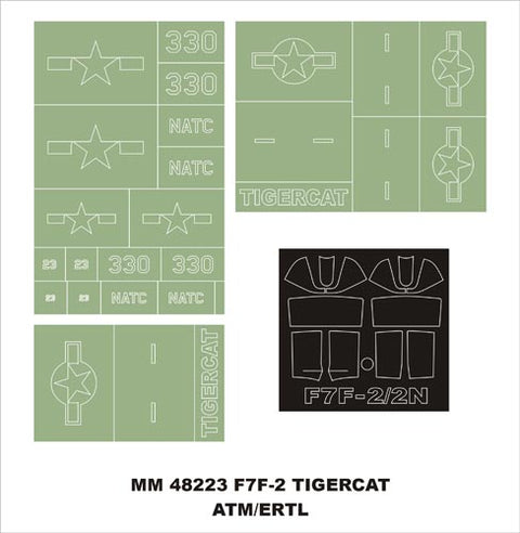 モンテックス MM48223 1/48 F7F-2 Tigercat(AMT用)マスキングシート(キット付属デカールと置換)