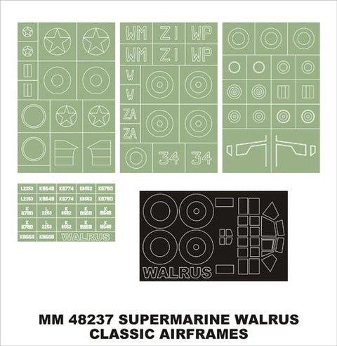 モンテックス MM48237 1/48 ウォーラス(クラシックエアフレーム用)マスキングシート(キット付属デカールと置換)