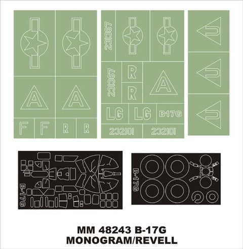 モンテックス MM48243 1/48 B-17G(モノグラム用)マスキングシート(キット付属デカールと置換)