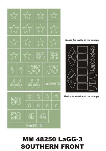 モンテックス MM48250 1/48 LaGG-3(サウスフロント用)マスキングシート(キット付属デカールと置換)
