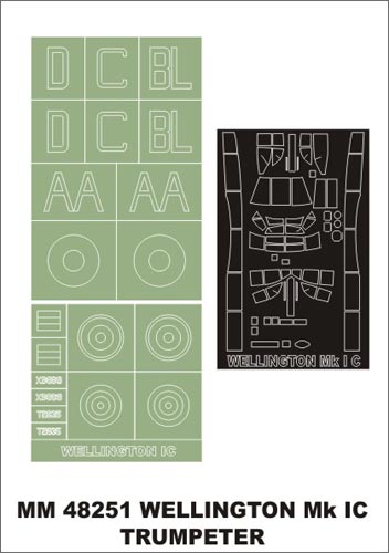 モンテックス MM48251 1/48 ウェリントン IC(トランぺッター用)マスキングシート(キット付属デカールと置換)