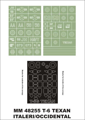 モンテックス MM48255 1/48 T-6G テキサン(イタレリ用)マスキングシート(キット付属デカールと置換)