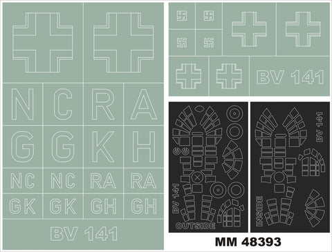 モンテックス MM48393 1/48 BV-141(ホビーボス用)マスキングシート(キット付属デカールと置換)