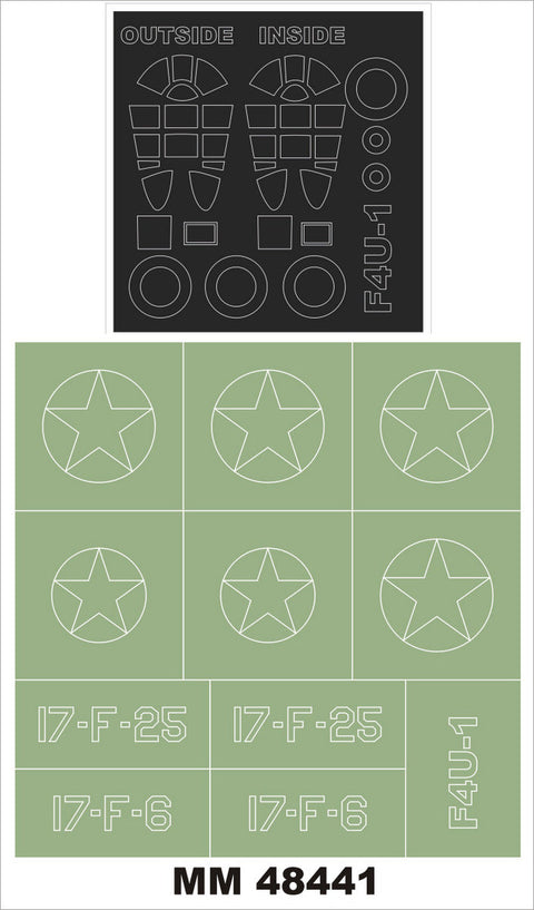 モンテックス MM48441 1/48 F4U-1 コルセア(ホビーボス用)マスキングシート(キット付属デカールと置換)