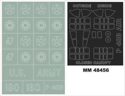 モンテックス MM48456 1/48 P-40B(エアフィックス用)マスキングシート(キット付属デカールと置換)