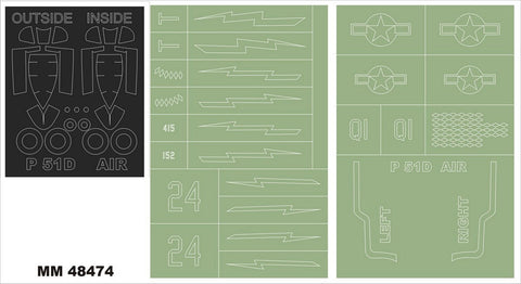 モンテックス MM48474 1/48 P-51D マスタング(エアフィックス用)マスキングシート(キット付属デカールと置換)