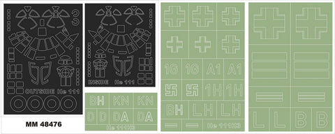 モンテックス MM48476 1/48 He 111H-3(ICM用)マスキングシート(キット付属デカールと置換)