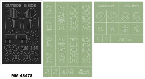 モンテックス MM48478 1/48 DH.110 FAW 2(トランぺッター用)マスキングシート(キット付属デカールと置換)