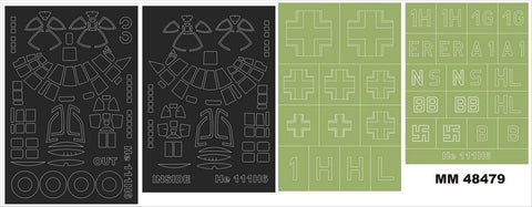 モンテックス MM48479 1/48 He 111H-6(ICM用)マスキングシート(キット付属デカールと置換)