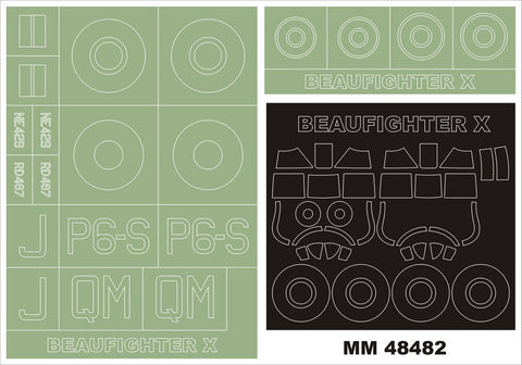 モンテックス MM48482 1/48 ボーファイター X(レベル用)マスキングシート(キット付属デカールと置換)