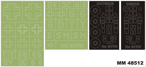 モンテックス MM48512 1/48 Do-217N-1(ICM用)マスキングシート(キット付属デカールと置換)