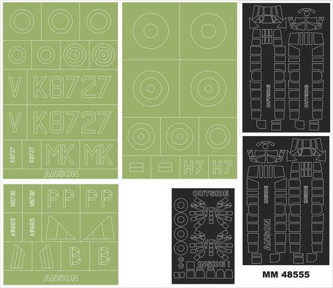 モンテックス MM48555 1/48 アブロ アンソン(エアフィックス用)マスキングシート(キット付属デカールと置換)