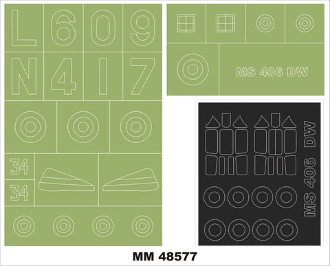 モンテックス MM48577 1/48 MS 406(ドラウィングス用)マスキングシート(キット付属デカールと置換)