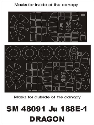 モンテックス SM48091 1/48 Ju-188E-1(ドラゴン用) ミニマスク