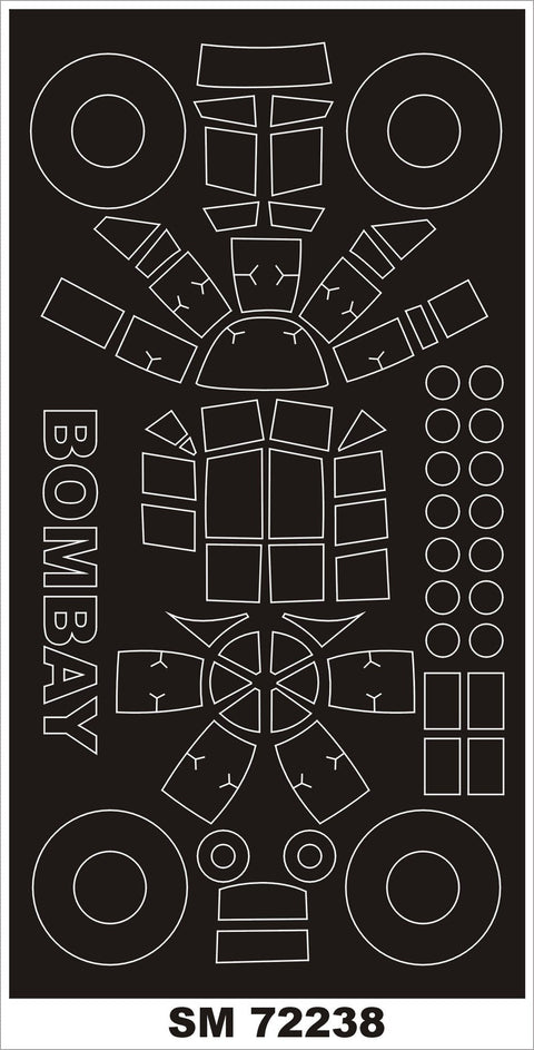 モンテックス SM72238 1/72 ブリストル ボンベイ(バロム用) ミニマスク