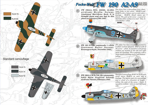プリントスケール 144-001 1/144 フォッケウルフ FW 190А2-А9