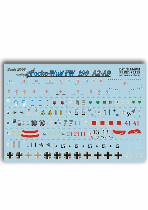 プリントスケール 144-001 1/144 フォッケウルフ FW 190А2-А9