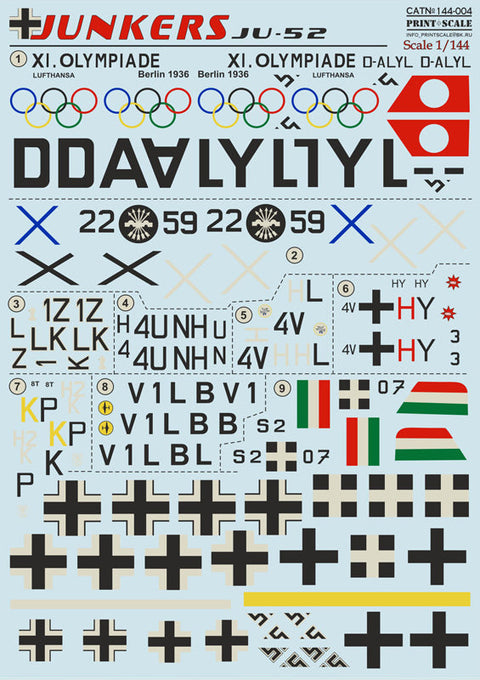 プリントスケール 144-004 1/144 ユンカース JU-52