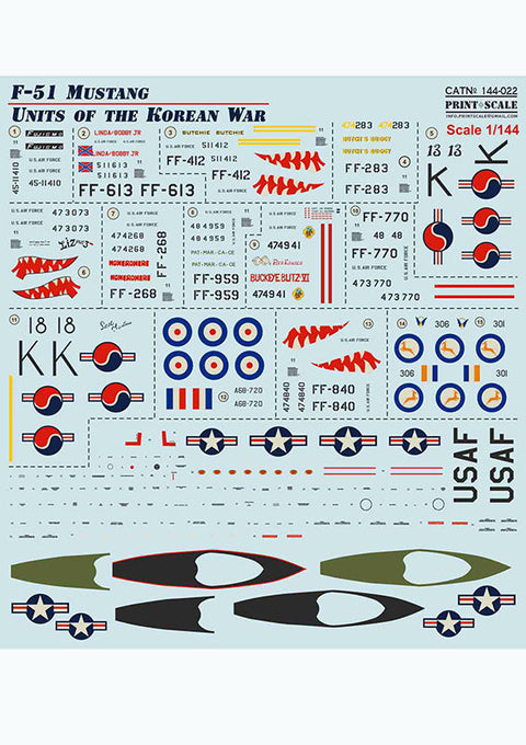プリントスケール 144-022 1/144 F-51 マスタング 朝鮮戦争の部隊
