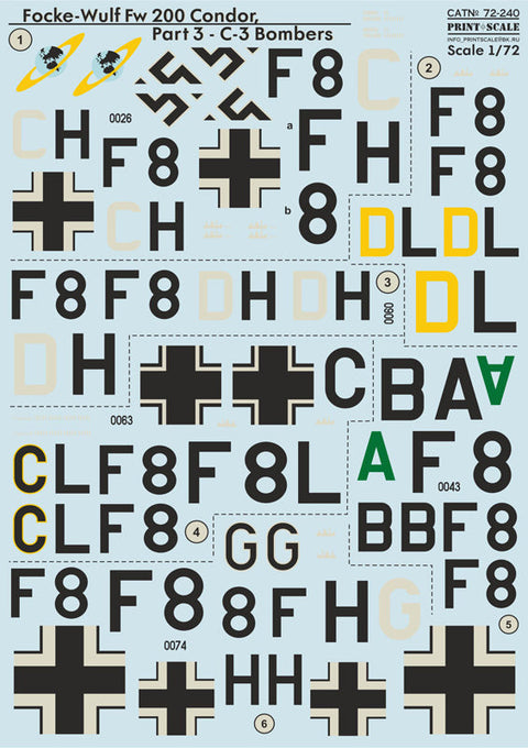 プリントスケール 72-240 1/72 フォッケウルフ FW200 コンドル C3爆撃機 Part 3