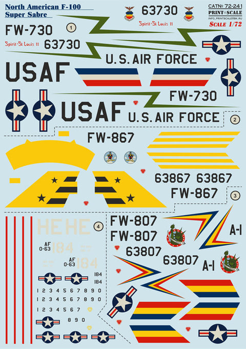 プリントスケール 72-241 1/72 ノースアメリカン F-100 スーパーセイバー