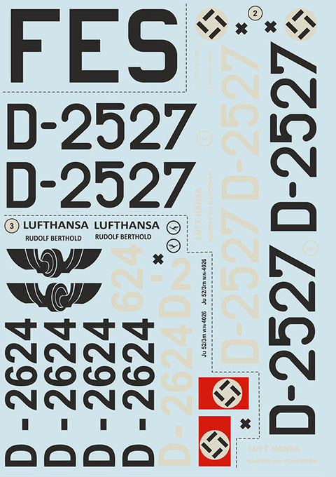 プリントスケール 72-277 1/72 ユンカース Ju52 民間型 Part1 コンプリートセット