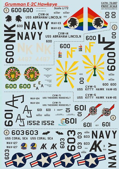 プリントスケール 72-287 1/72 グラマン E-2C ホークアイ コンプリートセット