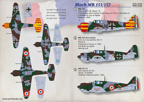 プリントスケール 72-320 1/72 マルセル・ブロッシュ MB.151/152