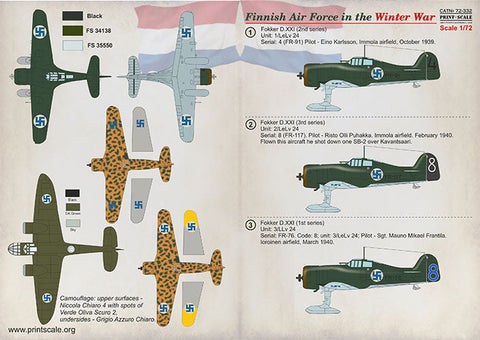 プリントスケール 72-332 1/72 フィンランド空軍 冬戦争