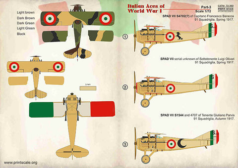 プリントスケール 72-360 1/72 WWI イタリア空軍エース Part3