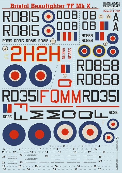 プリントスケール 72-416 1/72 ブリストル ボーファイター TF Mk.X