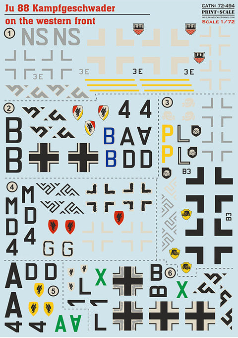 プリントスケール 72494 1/72 Ju 88 戦闘航空団 西部戦線
